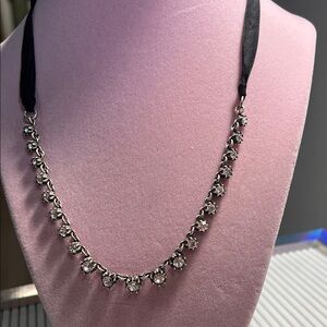 Elegant Silver Necklace with Black Ribbon